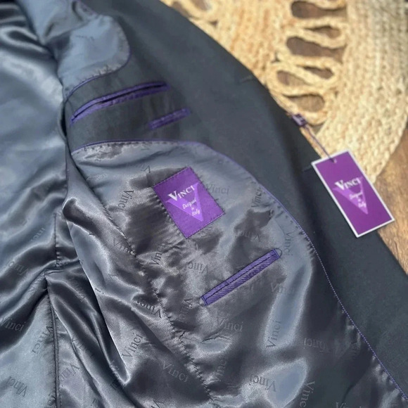 NWT Vinci Mens Zegna Two Button Suit Jacket Gray Flap Pocket Notch Lapel 42R 36W - Picture 7 of 13